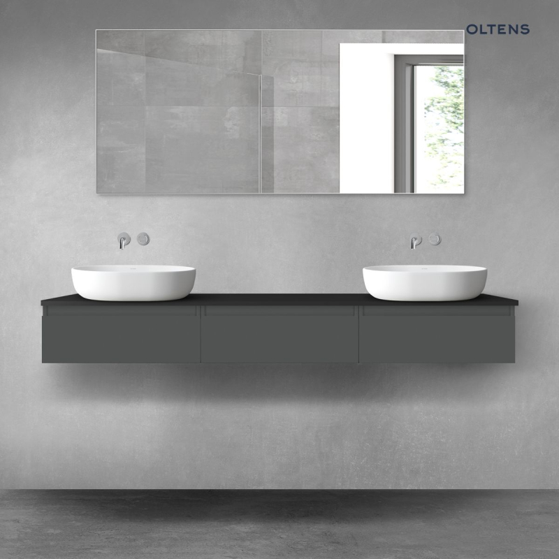 Vernal zestaw mebli łazienkowych 180 cm z blatem grafit mat/czarny mat OLTENS 68499400