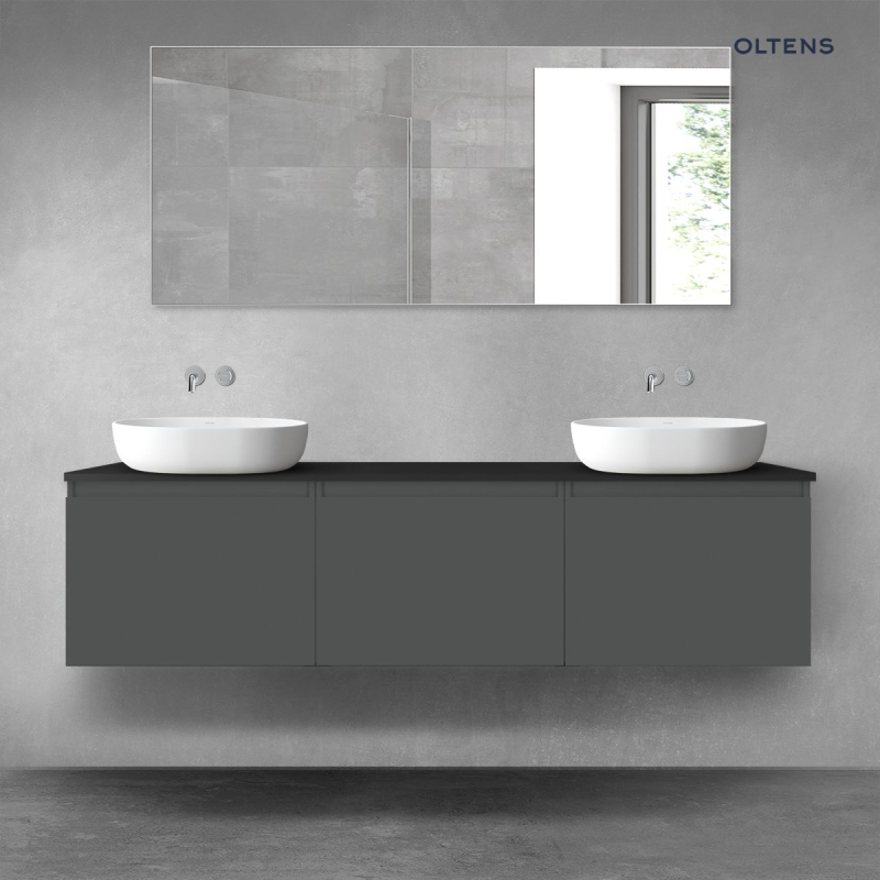 Vernal zestaw mebli łazienkowych 180 cm z blatem grafit mat/czarny mat OLTENS 68500400