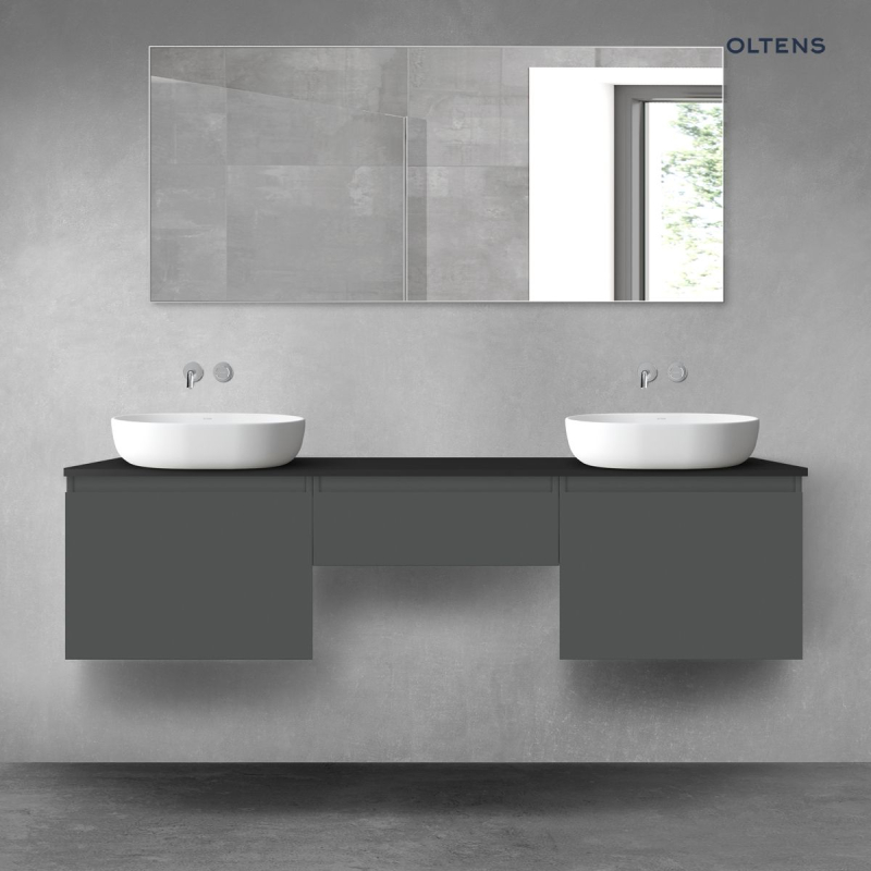 Vernal zestaw mebli łazienkowych 180 cm z blatem grafit mat/czarny mat OLTENS 68501400