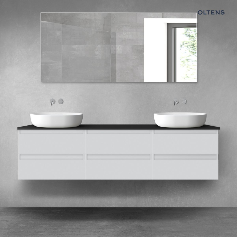 Vernal zestaw mebli łazienkowych 180 cm z blatem szary mat/czarny mat OLTENS 68503700