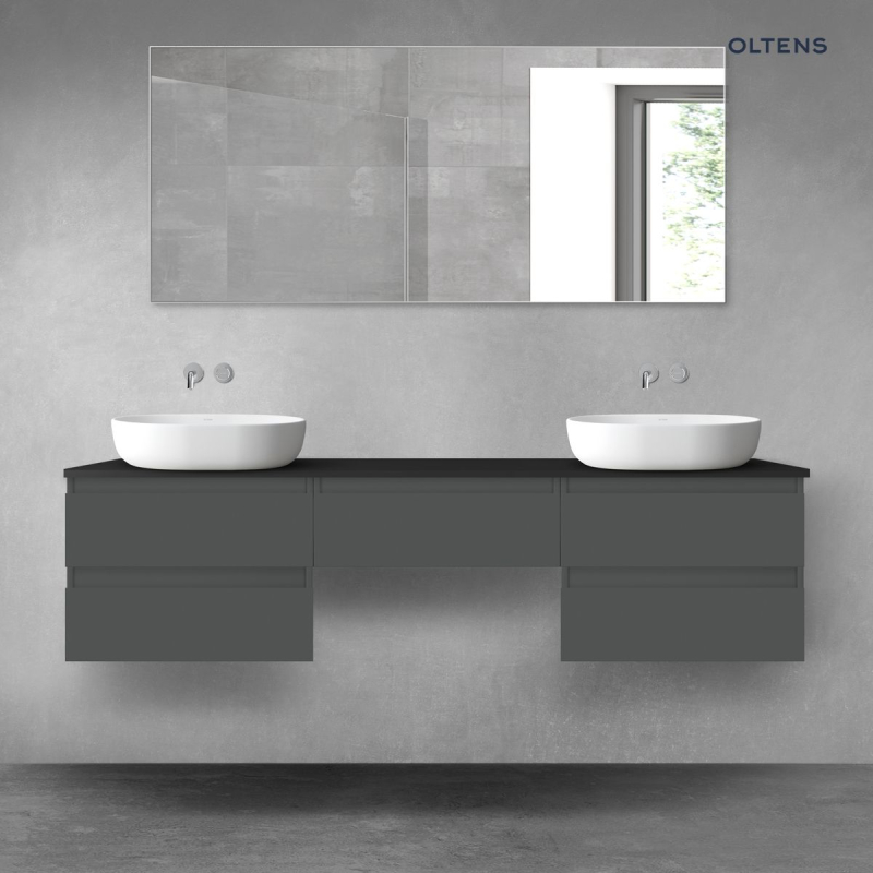 Vernal zestaw mebli łazienkowych 180 cm z blatem grafit mat/czarny mat OLTENS 68504400