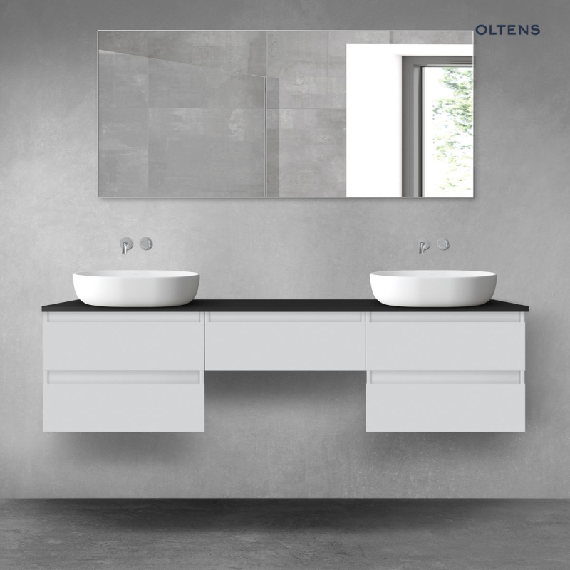 Vernal zestaw mebli łazienkowych 180 cm z blatem szary mat/czarny mat OLTENS 68504700