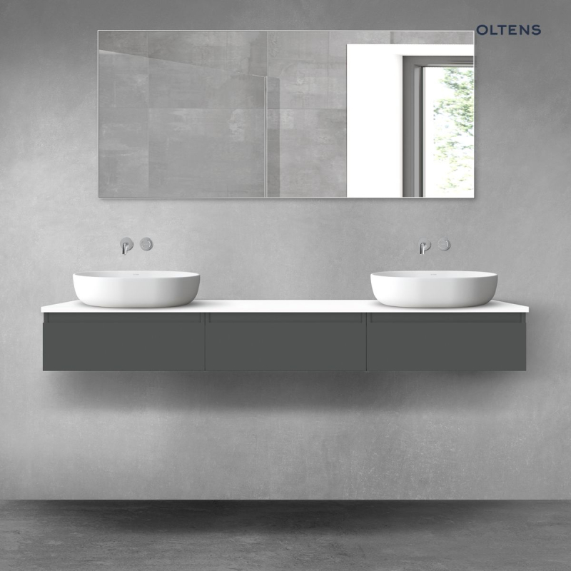 Vernal zestaw mebli łazienkowych 180 cm z blatem grafit mat/biały połysk OLTENS 68506400