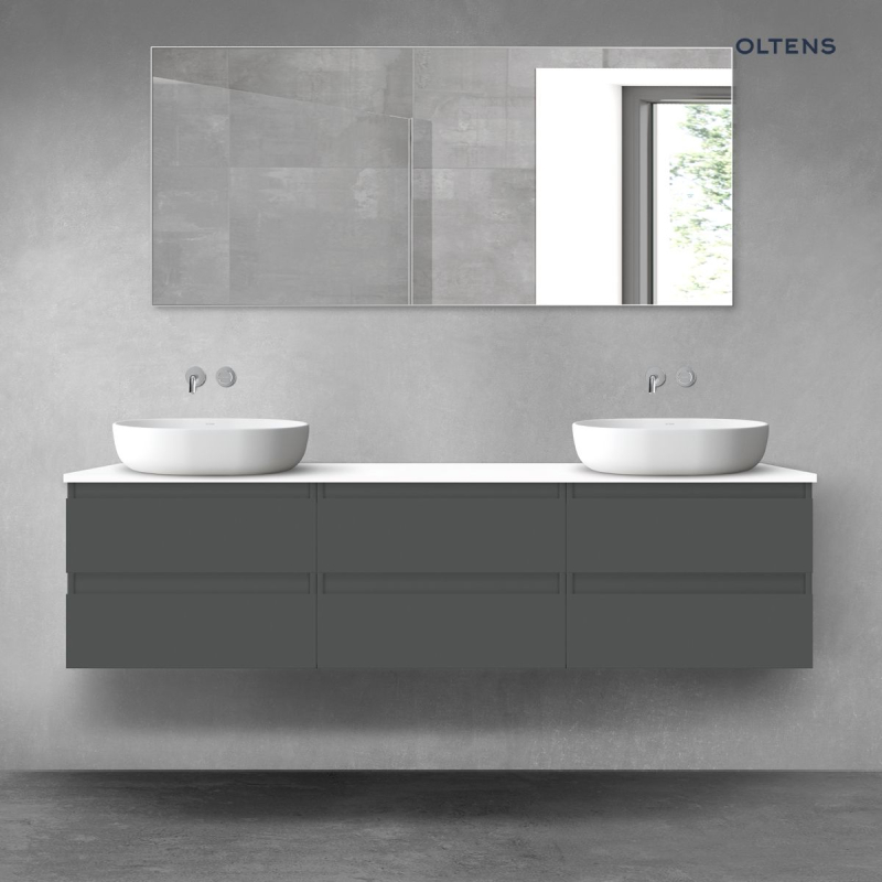 Vernal zestaw mebli łazienkowych 180 cm z blatem grafit mat/biały połysk OLTENS 68510400