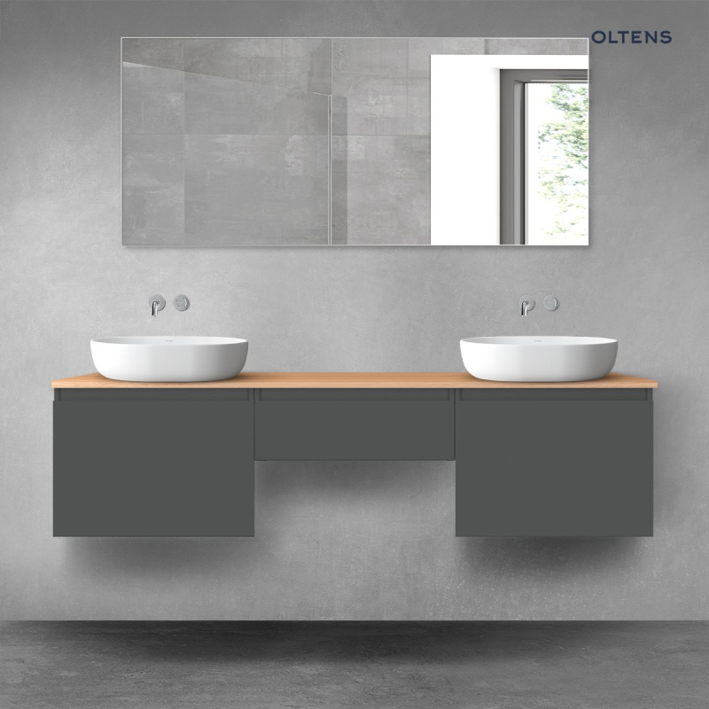 Vernal zestaw mebli łazienkowych 180 cm z blatem grafit mat/dąb OLTENS 68624400
