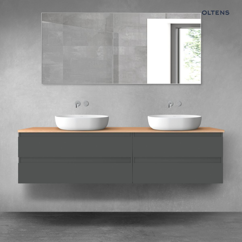 Vernal zestaw mebli łazienkowych 180 cm z blatem grafit mat/dąb OLTENS 68560400