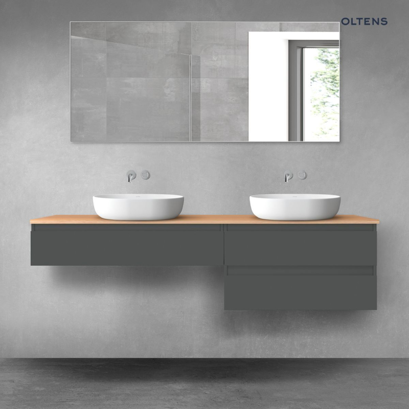 Vernal zestaw mebli łazienkowych 180 cm z blatem grafit mat/dąb OLTENS 68562400
