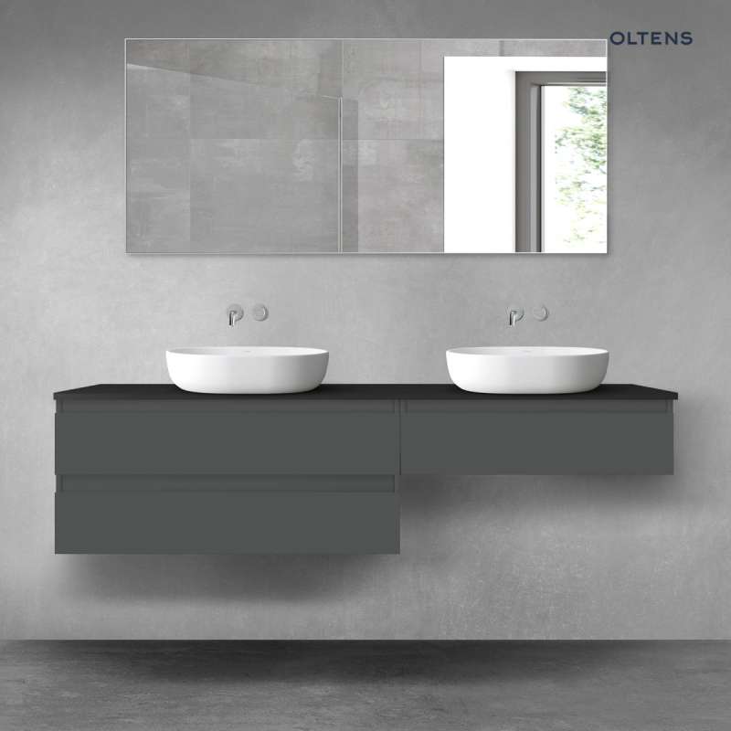 Vernal zestaw mebli łazienkowych 180 cm z blatem grafit mat/czarny mat OLTENS 68582400