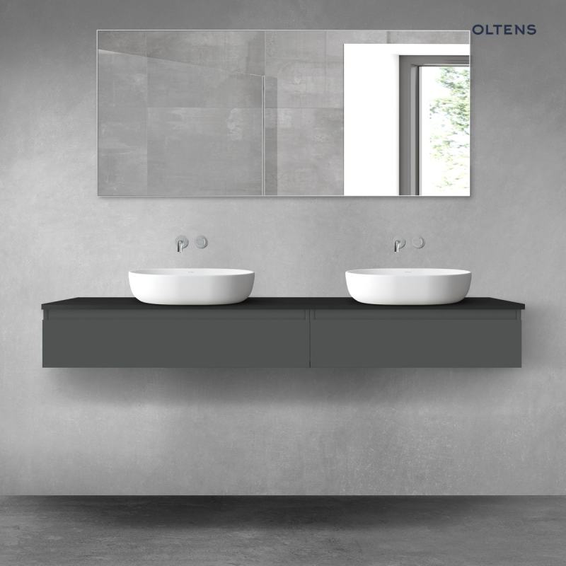 Vernal zestaw mebli łazienkowych 180 cm z blatem grafit mat/czarny mat OLTENS 68583400