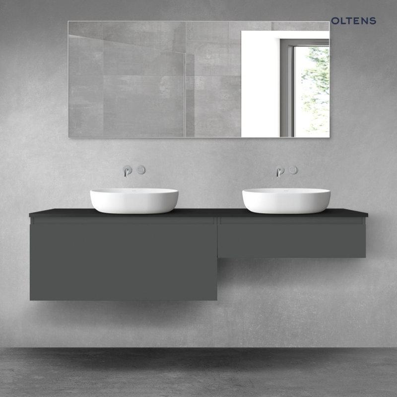 Vernal zestaw mebli łazienkowych 180 cm z blatem grafit mat/czarny mat OLTENS 68584400