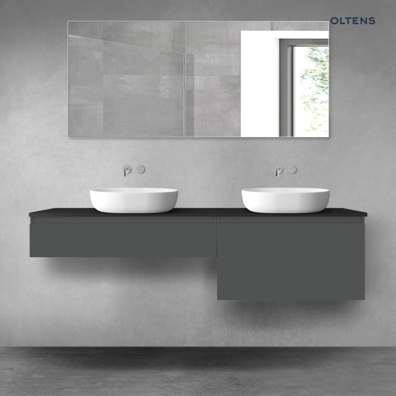 Vernal zestaw mebli łazienkowych 180 cm z blatem grafit mat/czarny mat OLTENS 68586400