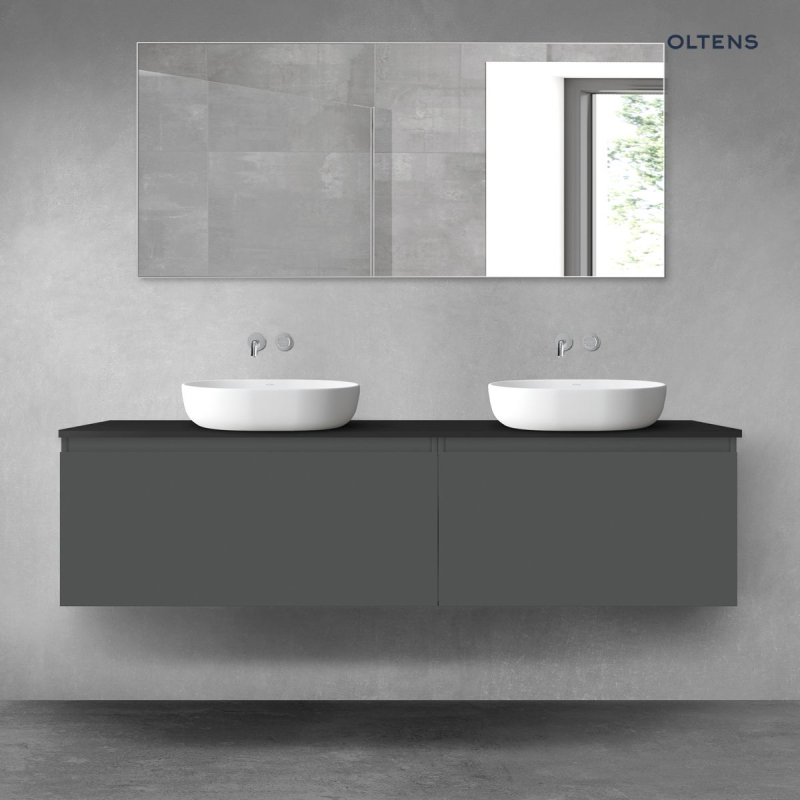 Vernal zestaw mebli łazienkowych 180 cm z blatem grafit mat/czarny mat OLTENS 68587400