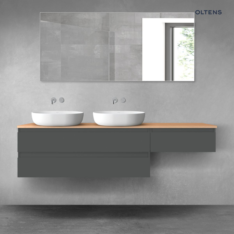Vernal zestaw mebli łazienkowych 180 cm z blatem grafit mat/dąb OLTENS 68600400