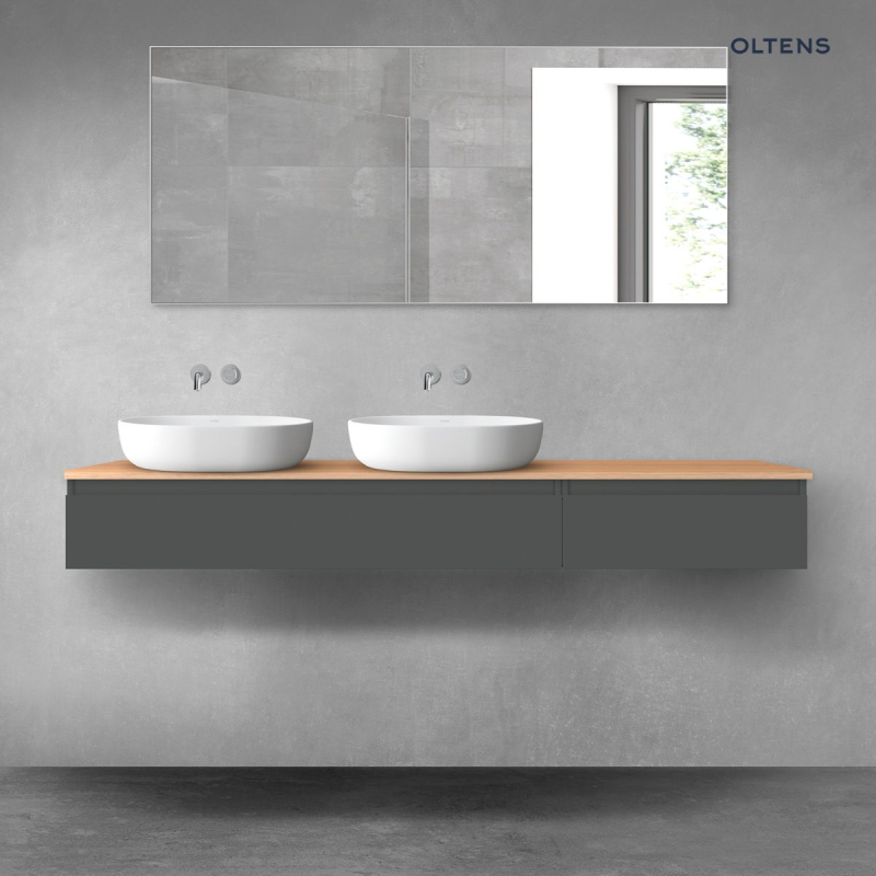 Vernal zestaw mebli łazienkowych 180 cm z blatem grafit mat/dąb OLTENS 68601400
