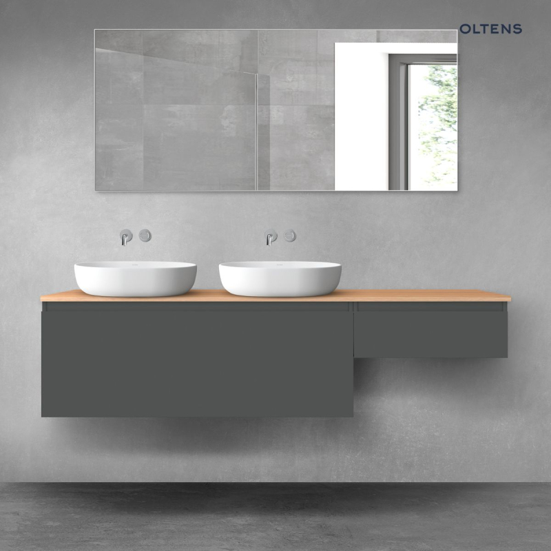 Vernal zestaw mebli łazienkowych 180 cm z blatem grafit mat/dąb OLTENS 68602400