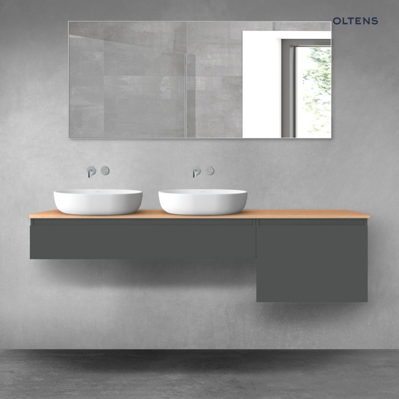 Vernal zestaw mebli łazienkowych 180 cm z blatem grafit mat/dąb OLTENS 68604400