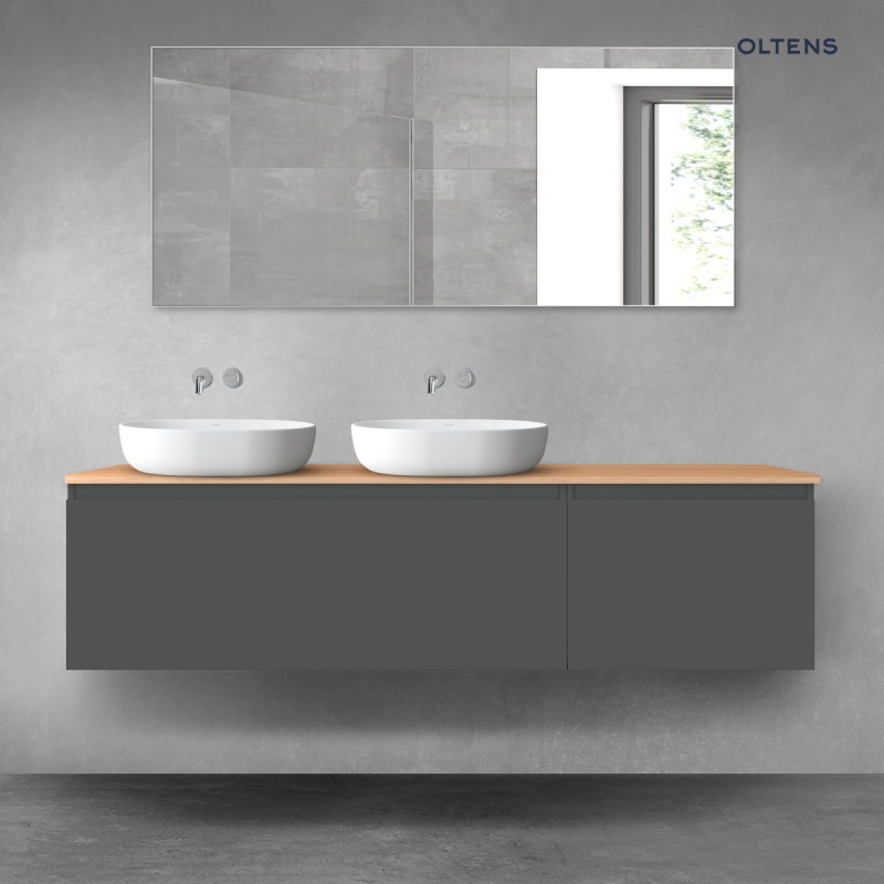 Vernal zestaw mebli łazienkowych 180 cm z blatem grafit mat/dąb OLTENS 68605400