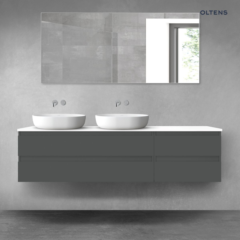 Vernal zestaw mebli łazienkowych 180 cm z blatem grafit mat/biały połysk OLTENS 68606400
