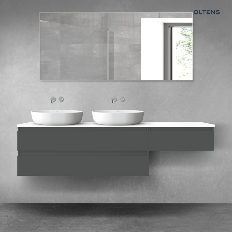 Vernal zestaw mebli łazienkowych 180 cm z blatem grafit mat/biały połysk OLTENS 68609400