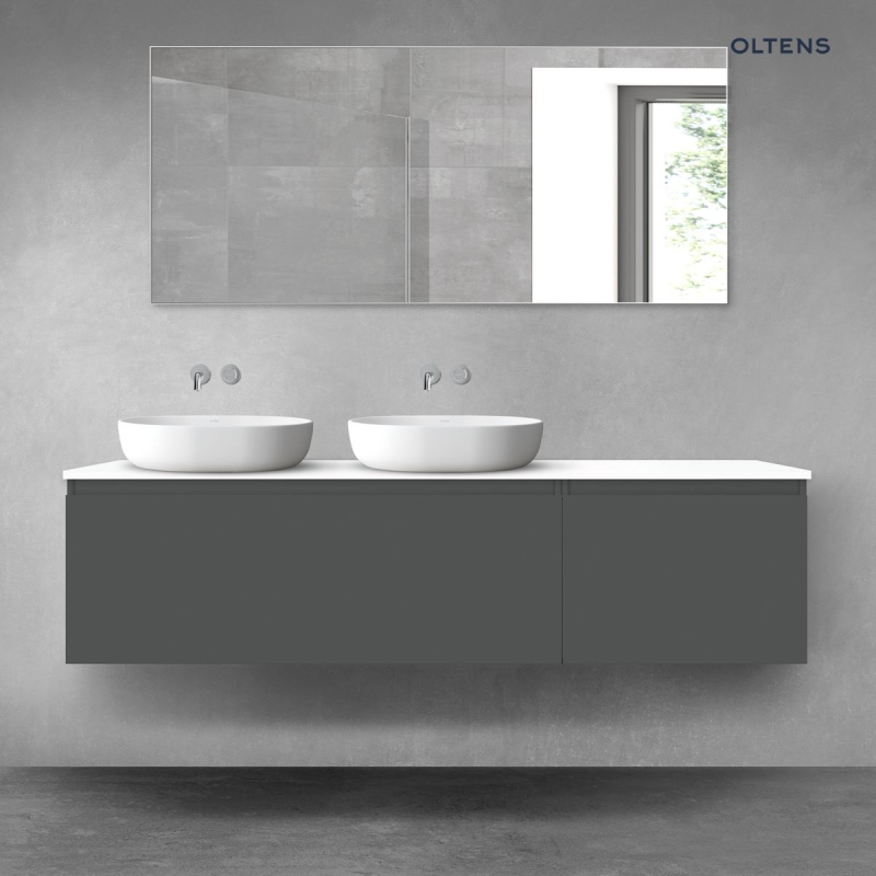 Vernal zestaw mebli łazienkowych 180 cm z blatem grafit mat/biały połysk OLTENS 68614400