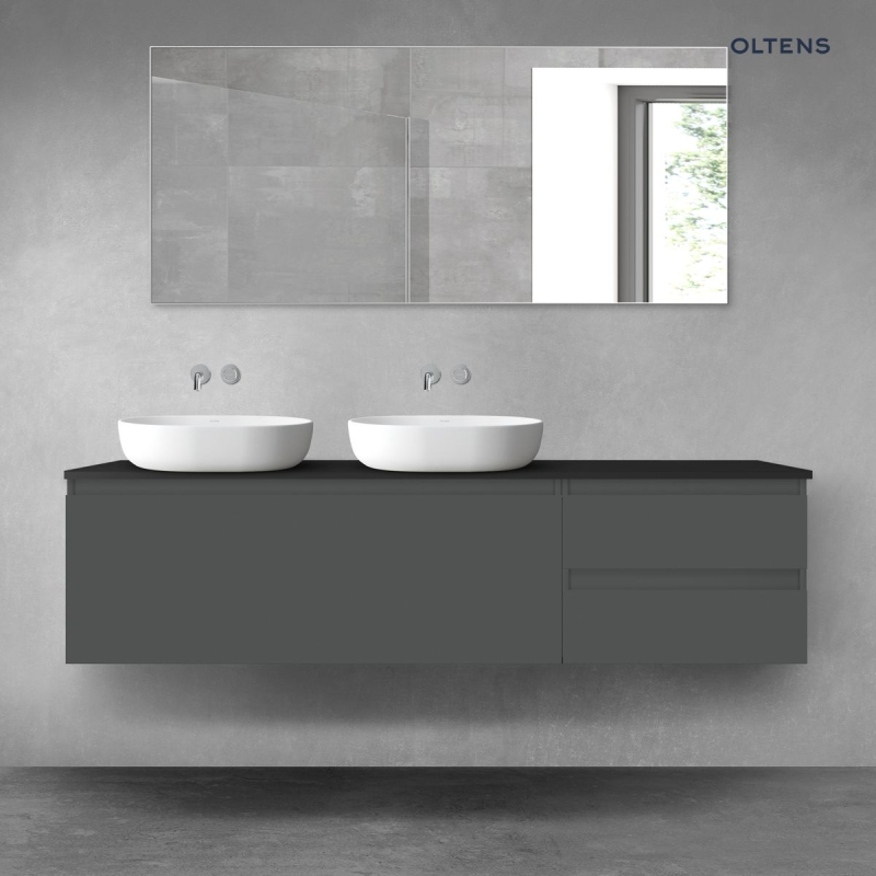 Vernal zestaw mebli łazienkowych 180 cm z blatem grafit mat/czarny mat OLTENS 68617400