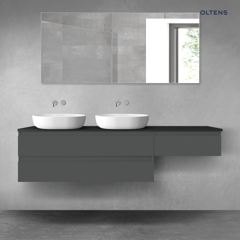 Vernal zestaw mebli łazienkowych 180 cm z blatem grafit mat/czarny mat OLTENS 68618400