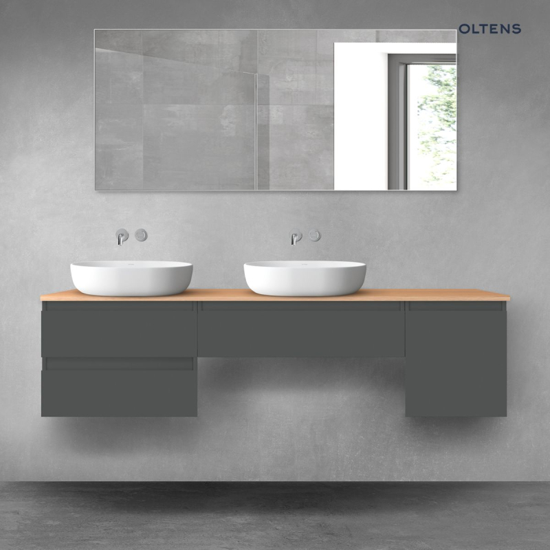Vernal zestaw mebli łazienkowych 180 cm z blatem grafit mat/dąb OLTENS 68525400