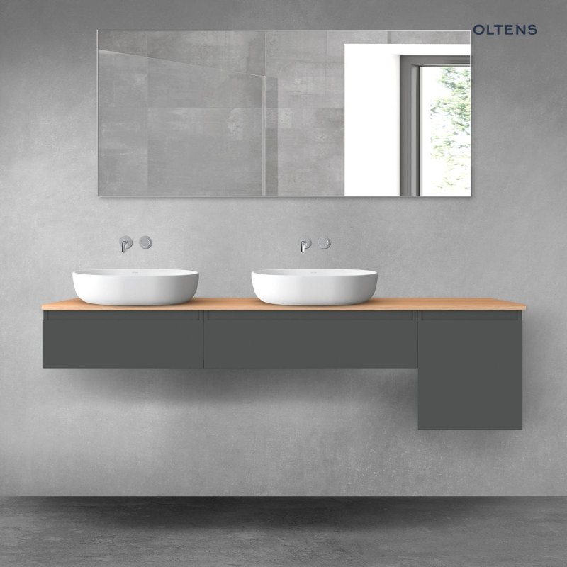 Vernal zestaw mebli łazienkowych 180 cm z blatem grafit mat/dąb OLTENS 68526400