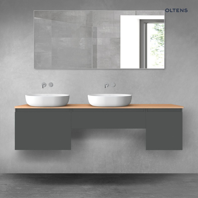 Vernal zestaw mebli łazienkowych 180 cm z blatem grafit mat/dąb OLTENS 68527400