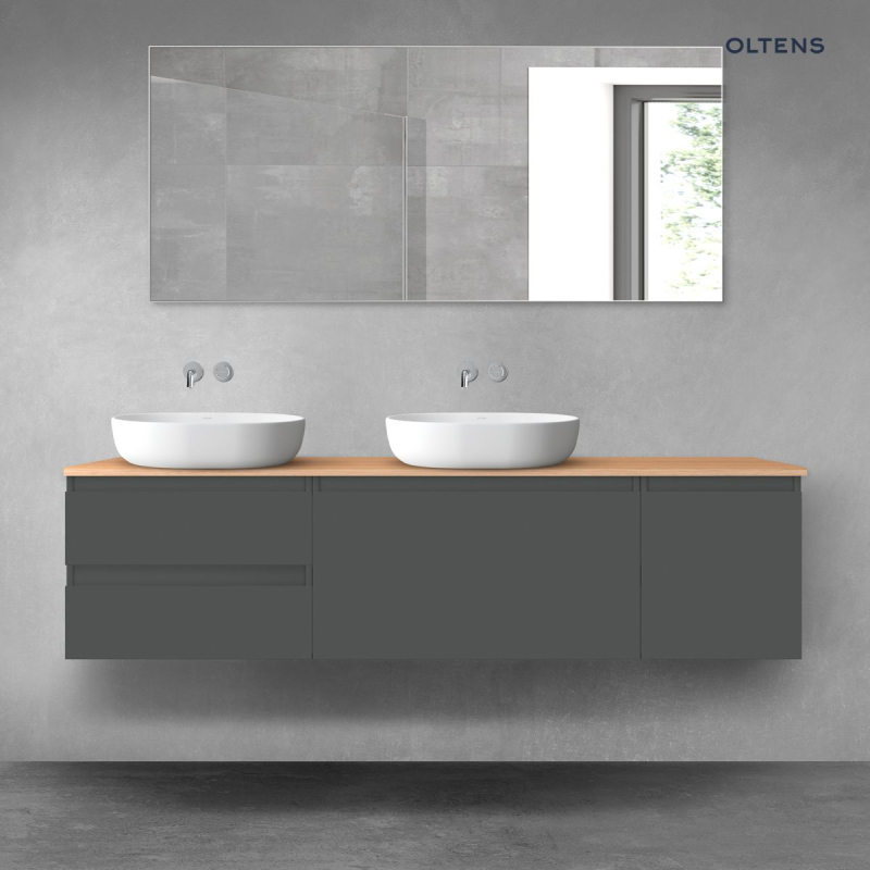 Vernal zestaw mebli łazienkowych 180 cm z blatem grafit mat/dąb OLTENS 68528400