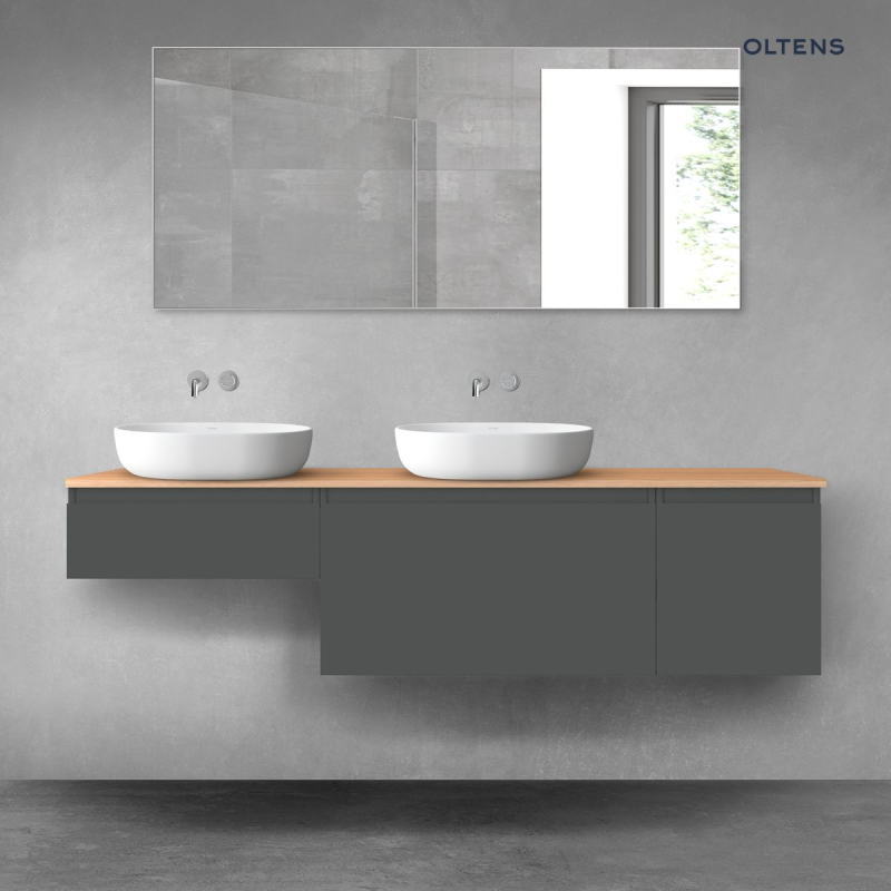 Vernal zestaw mebli łazienkowych 180 cm z blatem grafit mat/dąb OLTENS 68529400