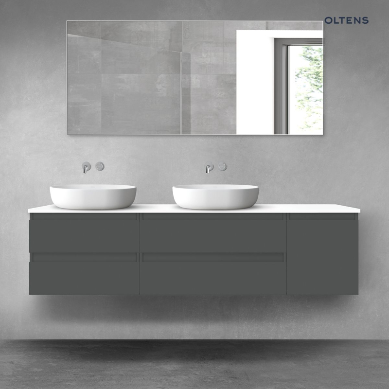Vernal zestaw mebli łazienkowych 180 cm z blatem grafit mat/biały połysk OLTENS 68531400