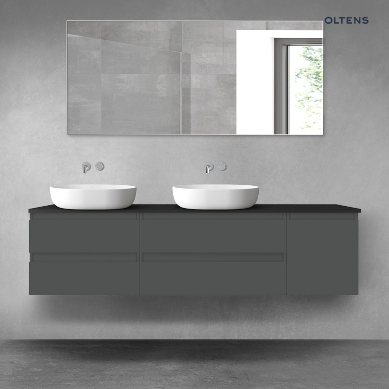 Vernal zestaw mebli łazienkowych 180 cm z blatem grafit mat/czarny mat OLTENS 68540400
