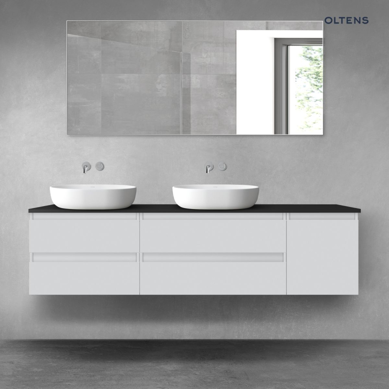 Vernal zestaw mebli łazienkowych 180 cm z blatem szary mat/czarny mat OLTENS 68540700
