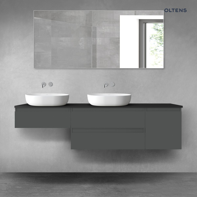 Vernal zestaw mebli łazienkowych 180 cm z blatem grafit mat/czarny mat OLTENS 68541400