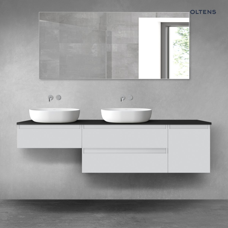 Vernal zestaw mebli łazienkowych 180 cm z blatem szary mat/czarny mat OLTENS 68541700