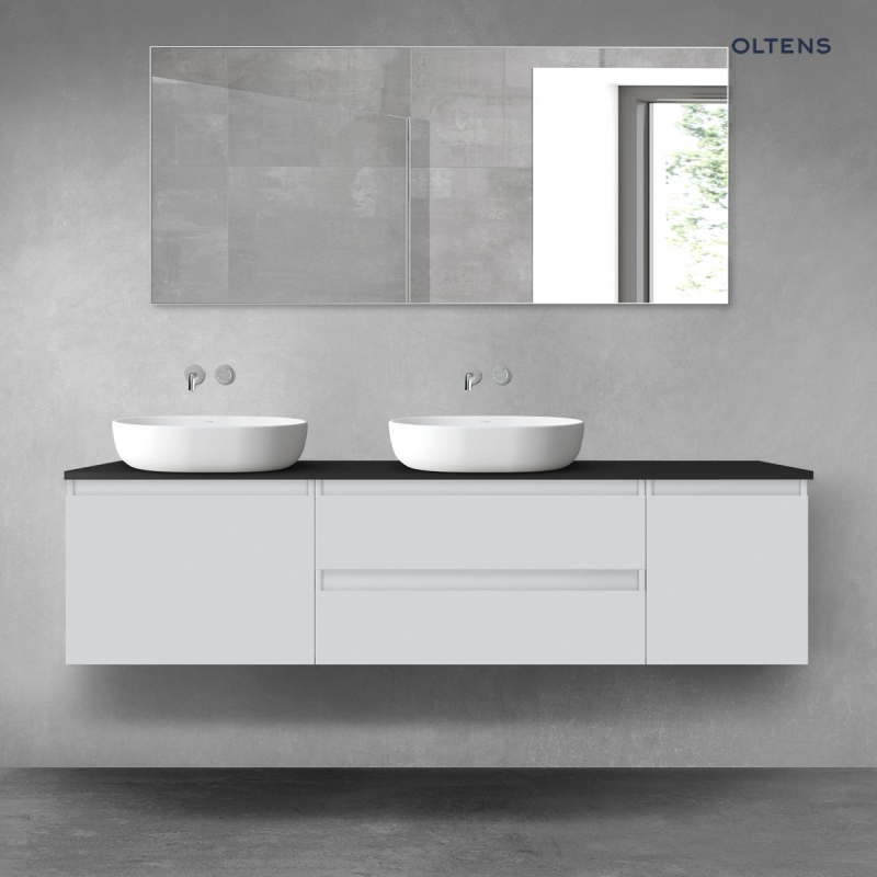 Vernal zestaw mebli łazienkowych 180 cm z blatem szary mat/czarny mat OLTENS 68542700