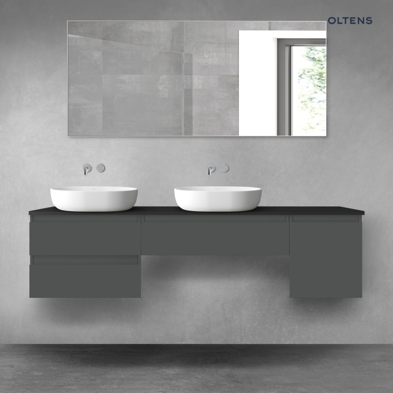 Vernal zestaw mebli łazienkowych 180 cm z blatem grafit mat/czarny mat OLTENS 68543400