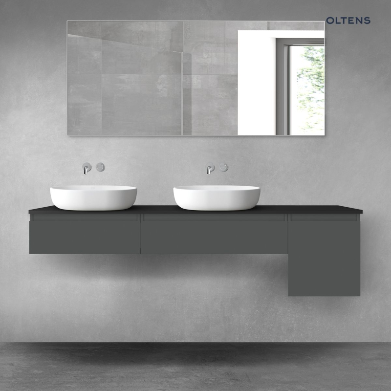 Vernal zestaw mebli łazienkowych 180 cm z blatem grafit mat/czarny mat OLTENS 68544400