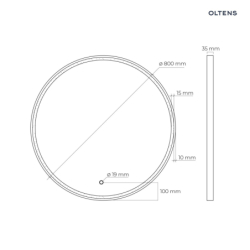 Nordlis lustro 80 cm okrągłe z oświetleniem LED i systemem Klarglas OLTENS 64101800