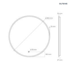Nordlis lustro 80 cm okrągłe z oświetleniem LED i systemem Klarglas OLTENS 64101000