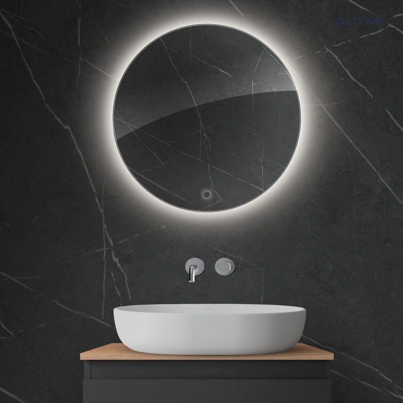 Nordlis lustro 60 cm okrągłe z oświetleniem LED i systemem Klarglas OLTENS 64108000