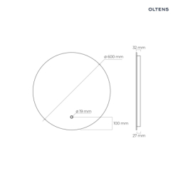 Nordlis lustro 60 cm okrągłe z oświetleniem LED i systemem Klarglas OLTENS 64108000