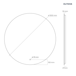 Nordlis lustro 100 cm okrągłe z oświetleniem LED i systemem Klarglas OLTENS 64110000