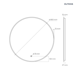 Nordlis lustro 80 cm okrągłe z oświetleniem LED i systemem Klarglas OLTENS 64109300
