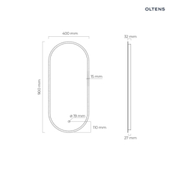 Nordlis lustro 40x90 cm owalne z oświetleniem LED i systemem Klarglas OLTENS 64103000
