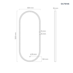 Nordlis lustro 50x120 cm owalne z oświetleniem LED i systemem Klarglas OLTENS 64104800