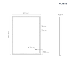 Nordlis lustro 60x80 cm prostokątne z oświetleniem LED i systemem Klarglas OLTENS 64105300