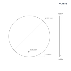 Nordlis lustro 80 cm okrągłe z oświetleniem LED i systemem Klarglas OLTENS 64109000
