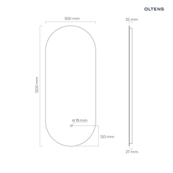 Nordlis lustro 50x120 cm owalne z oświetleniem LED i systemem Klarglas OLTENS 64114000